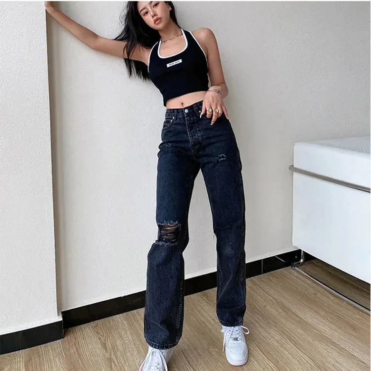 Amozae-Winter Black Loose Wide Leg Pants High Waisted Straight Leg Leather Pants Y2k Women Casual Cargo Pants Hip-hop Sweatpants Women
