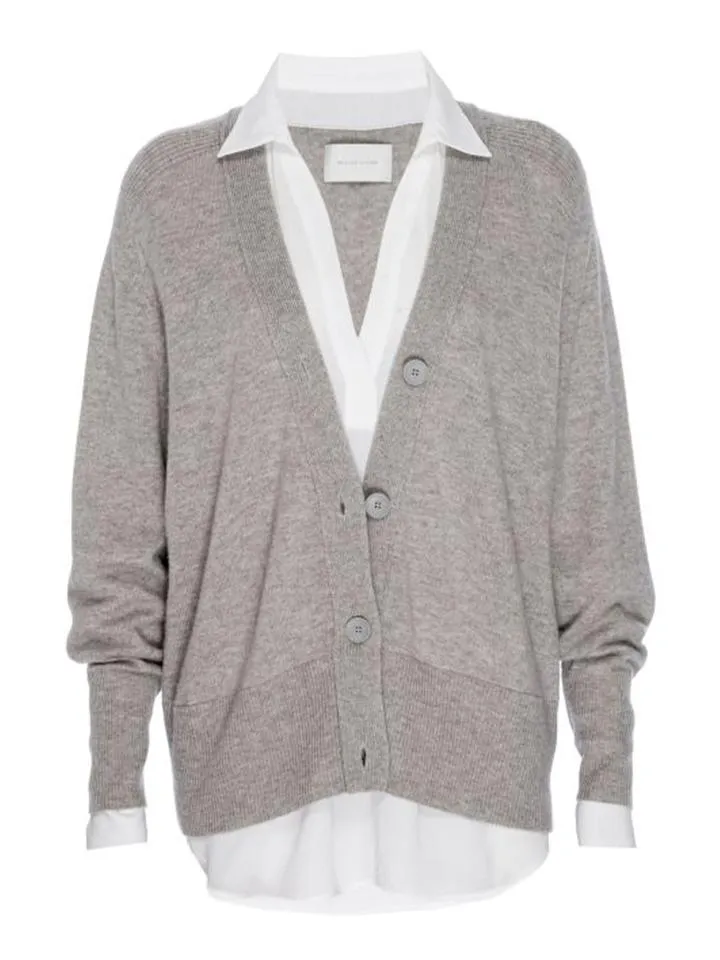 Brochu Walker - Callie Layered Looker Cardigan in Light Chia Melange w/ White Underlayer
