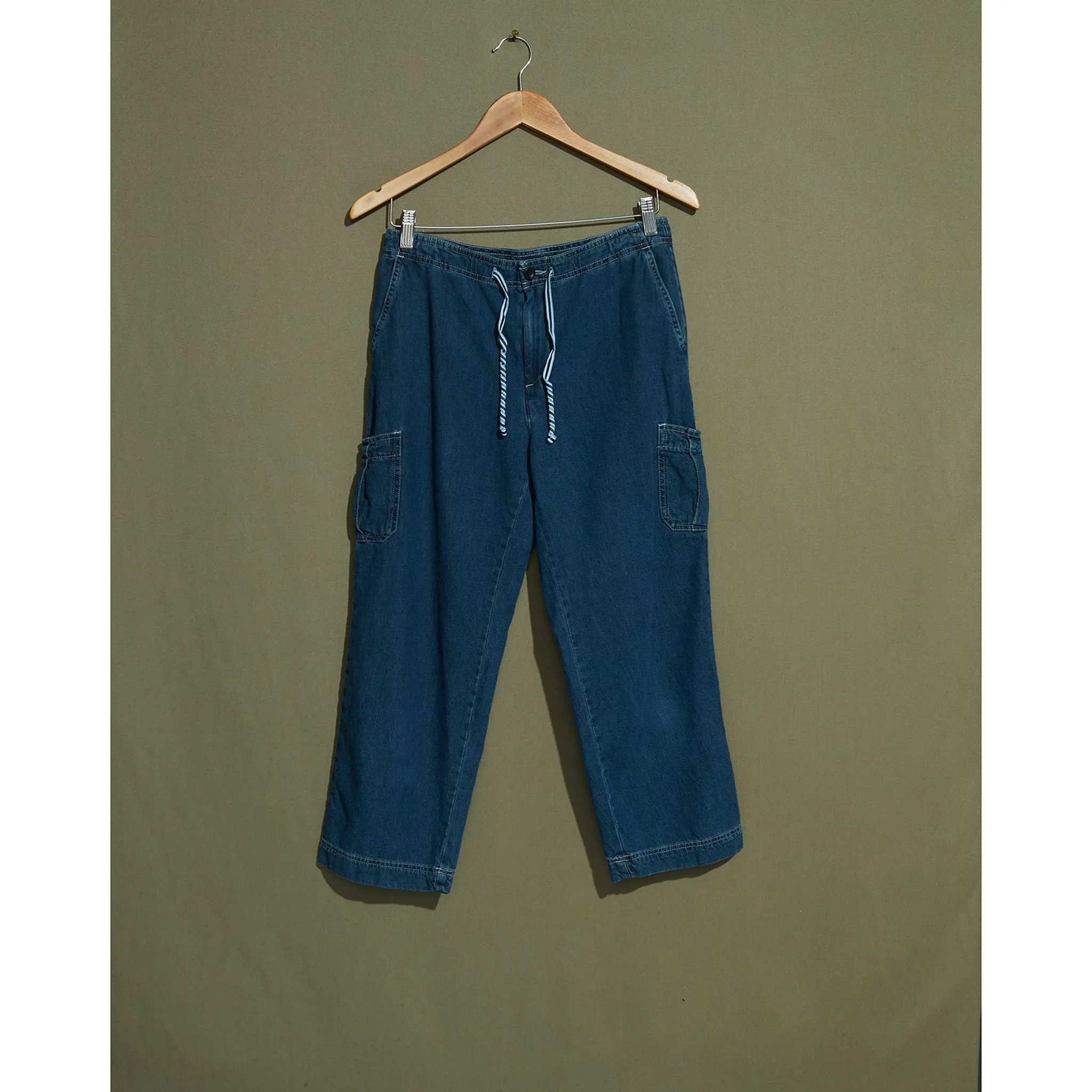 Denim Cargo Pants with Draw String Waist - 28 x 22