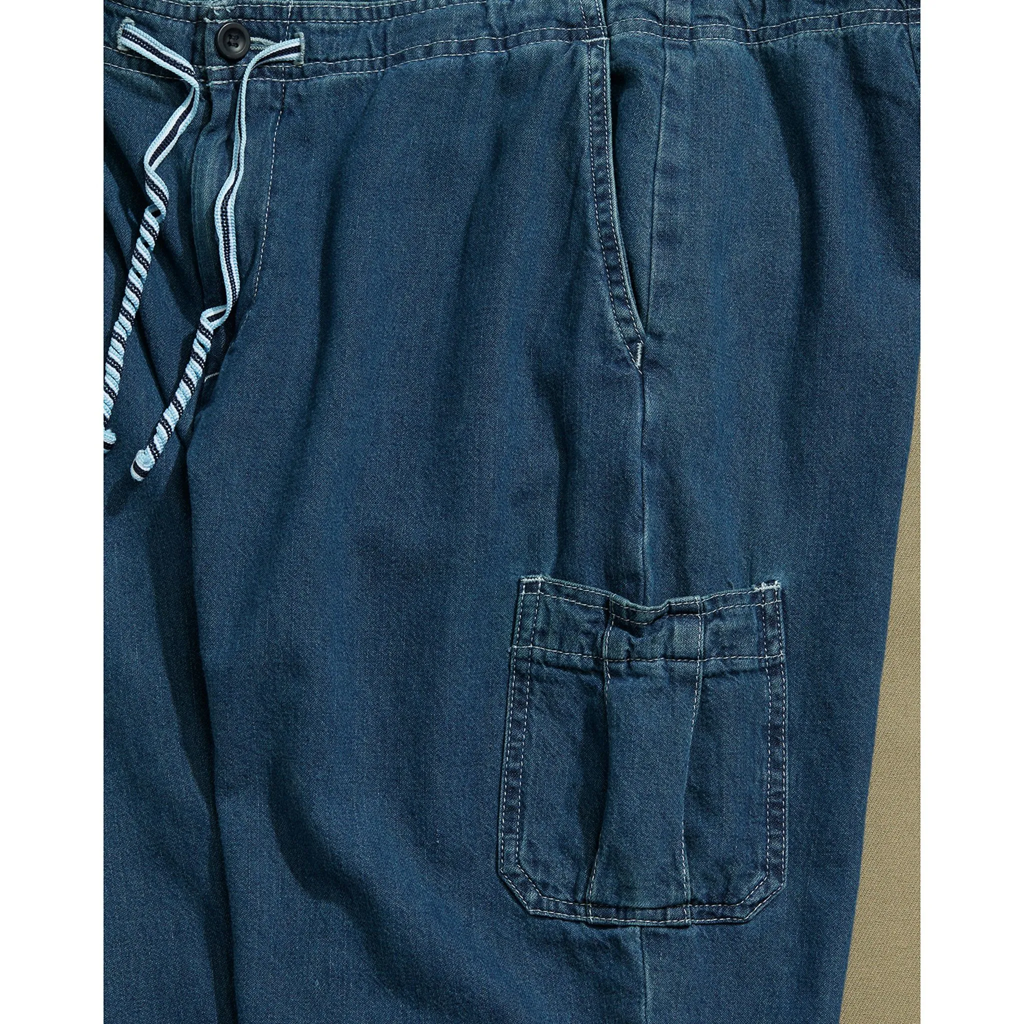Denim Cargo Pants with Draw String Waist - 28 x 22
