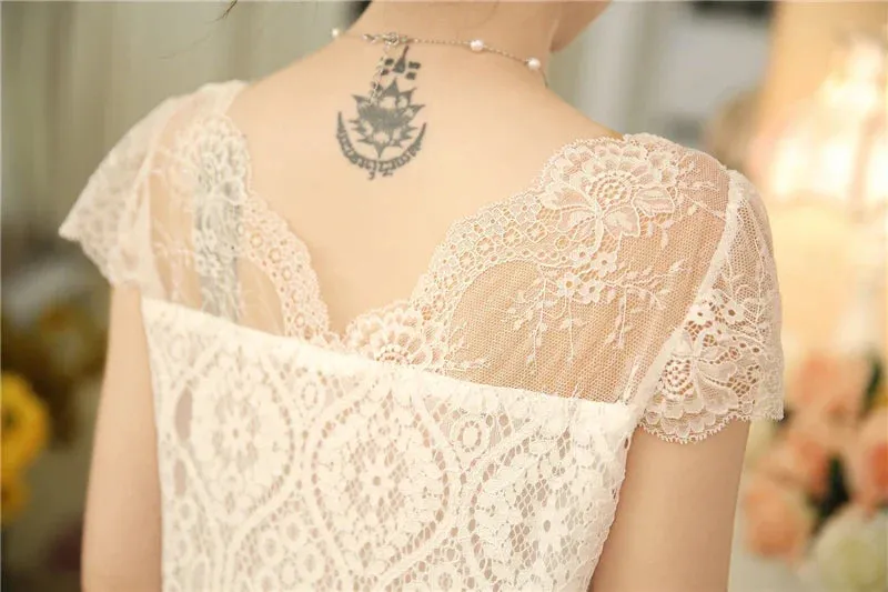 Femme Moda Short Summer V-Neck Lace Blouse