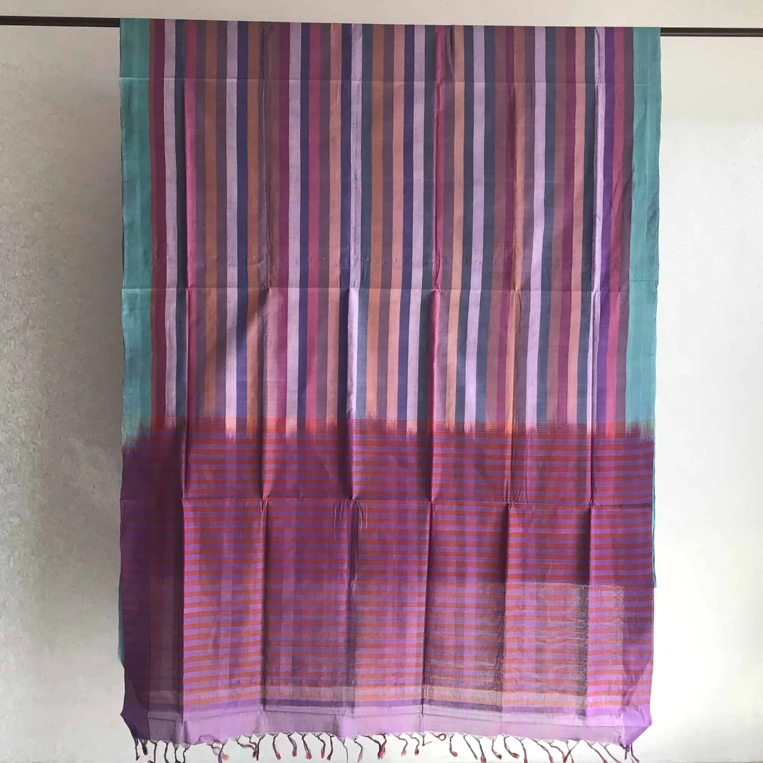 Indiva Adampalli Blue & Purple Handwoven Cotton Saree