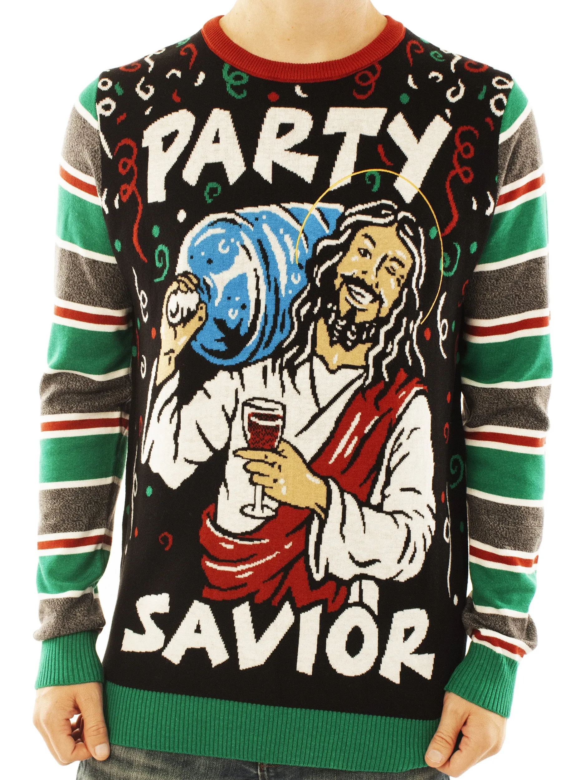 Jesus Party Savior | Ugly Christmas Sweater For Men & Women | Unisex Sizing