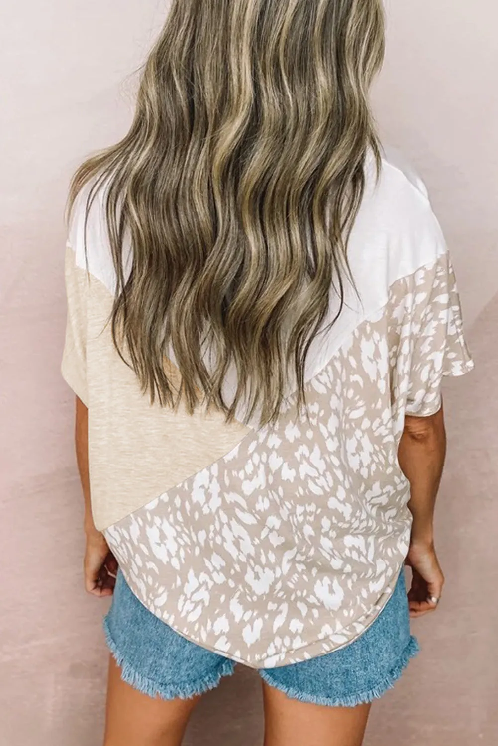 Leopard Patchwork Short Sleeve Top