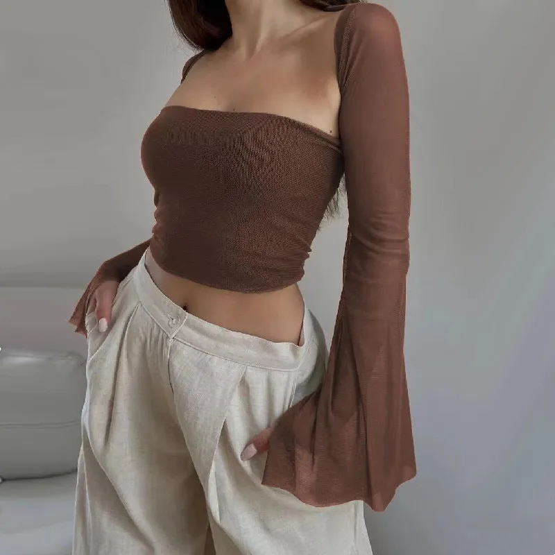 Long Sleeve Slim Two Piece Tube Top Set