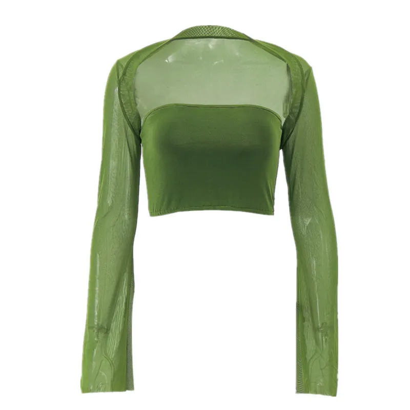 Long Sleeve Slim Two Piece Tube Top Set