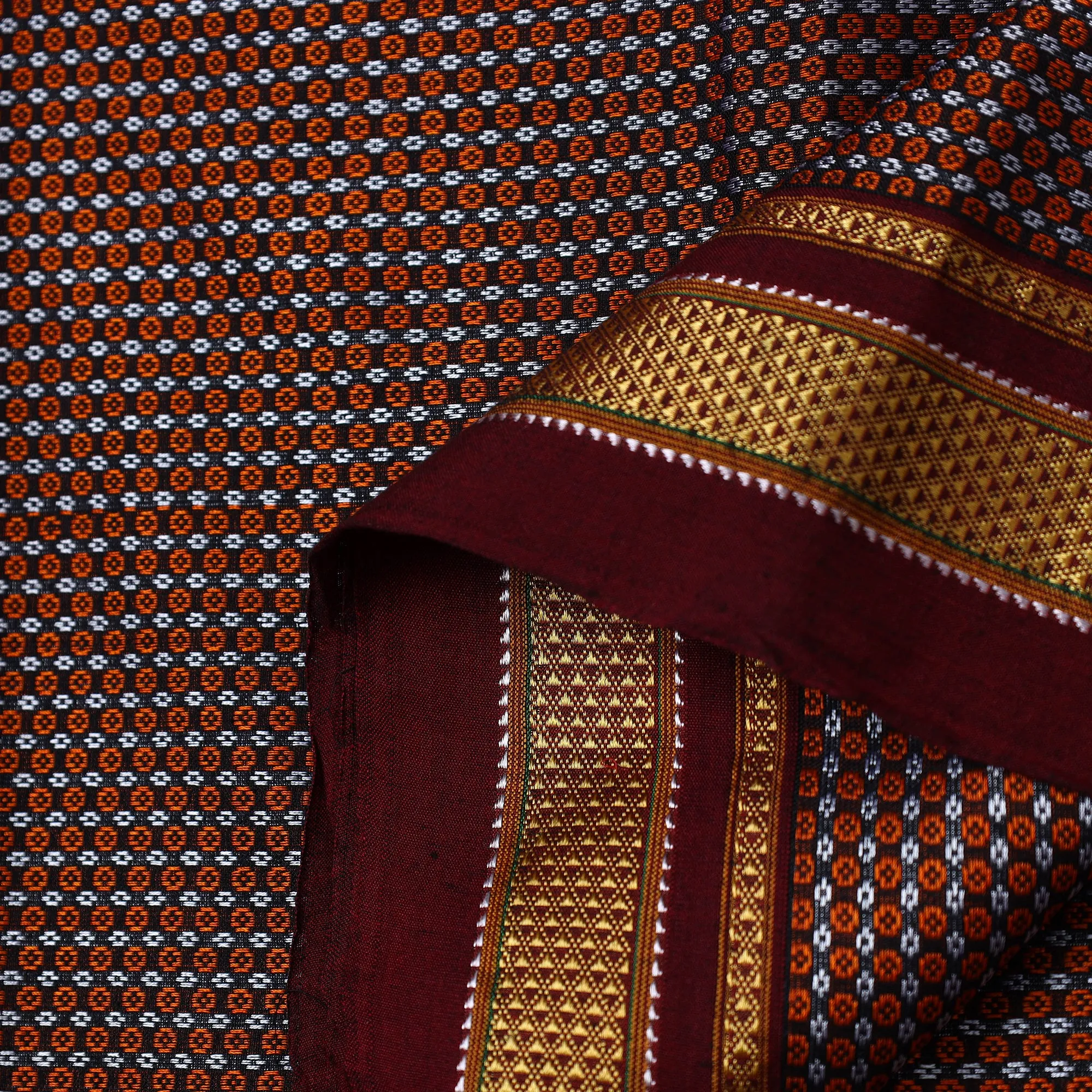 Maroon - Traditional Khun Weave Cotton Fabric 15