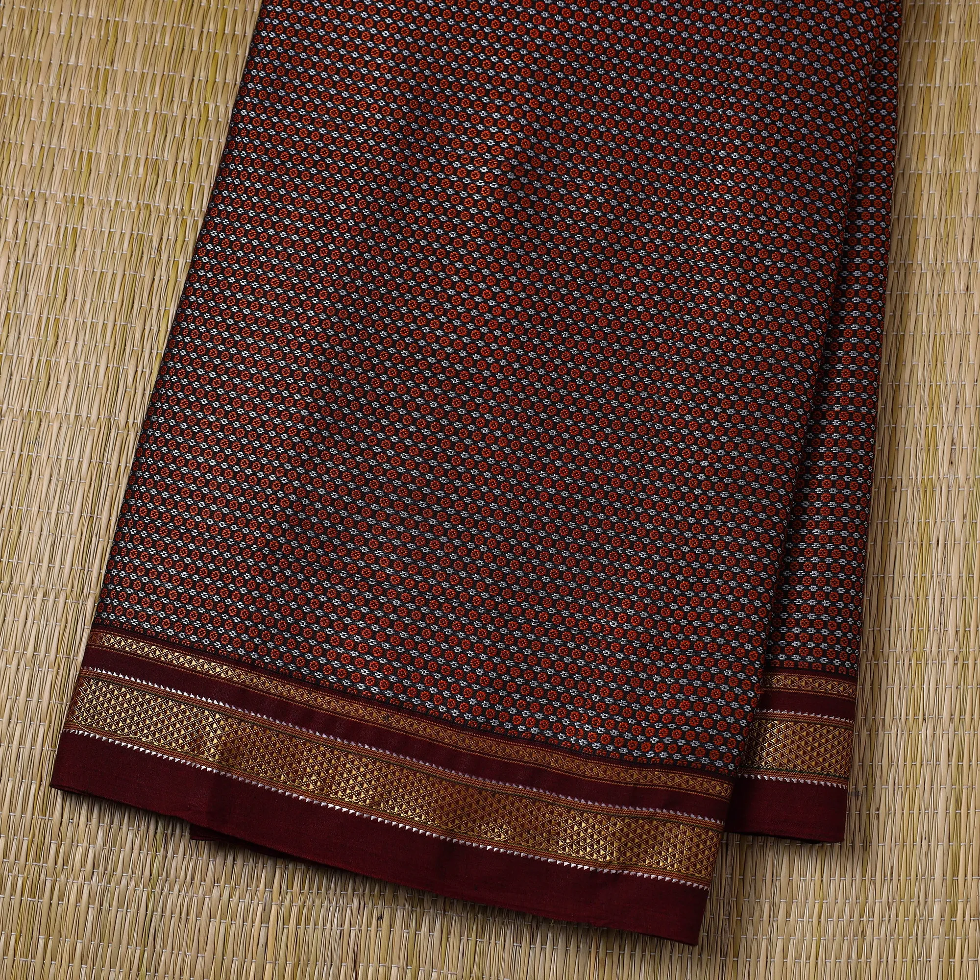 Maroon - Traditional Khun Weave Cotton Fabric 15