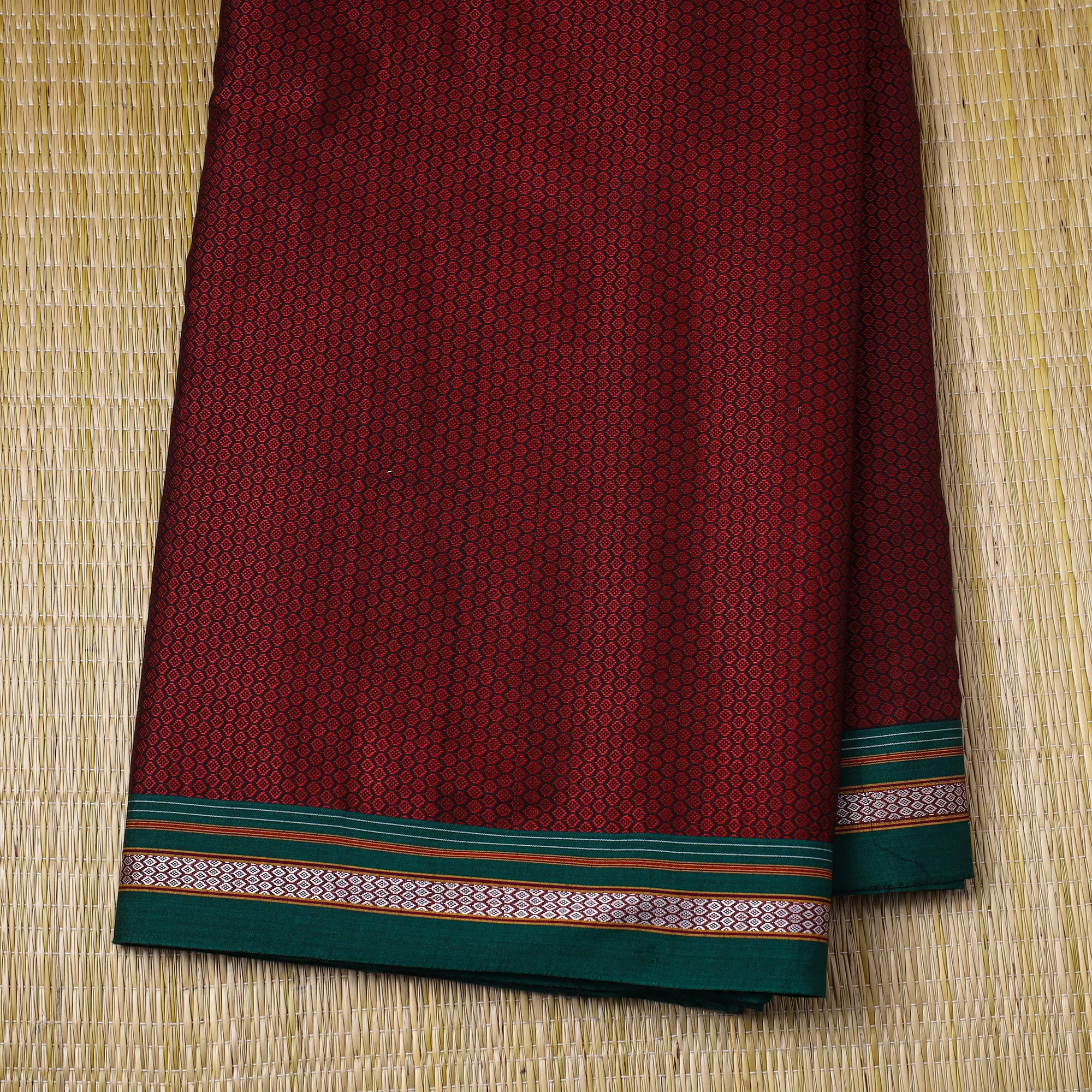 Maroon - Traditional Khun Weave Cotton Fabric 53