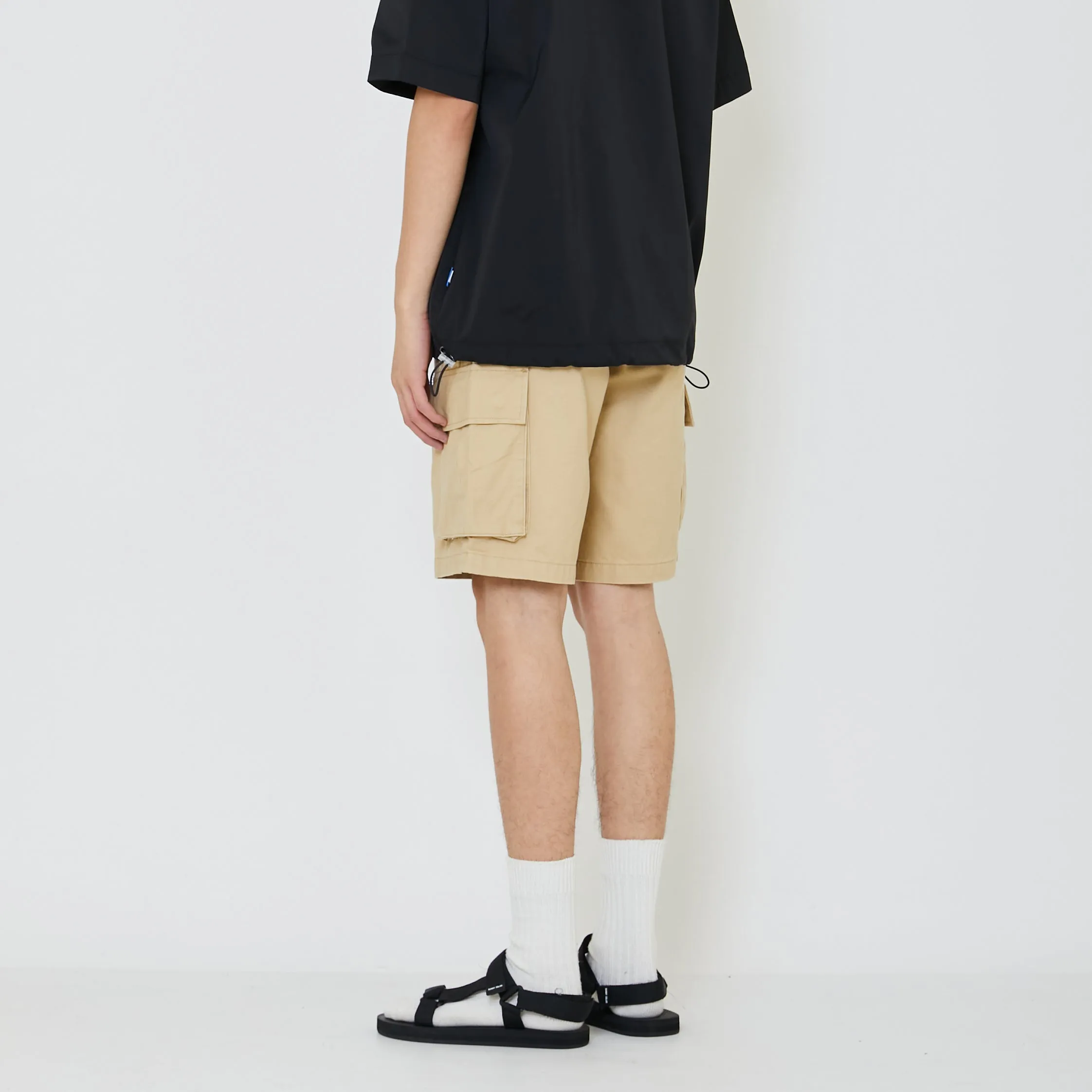 Men Slim Fit Twill Cargo Shorts - Khaki - SM2312194B