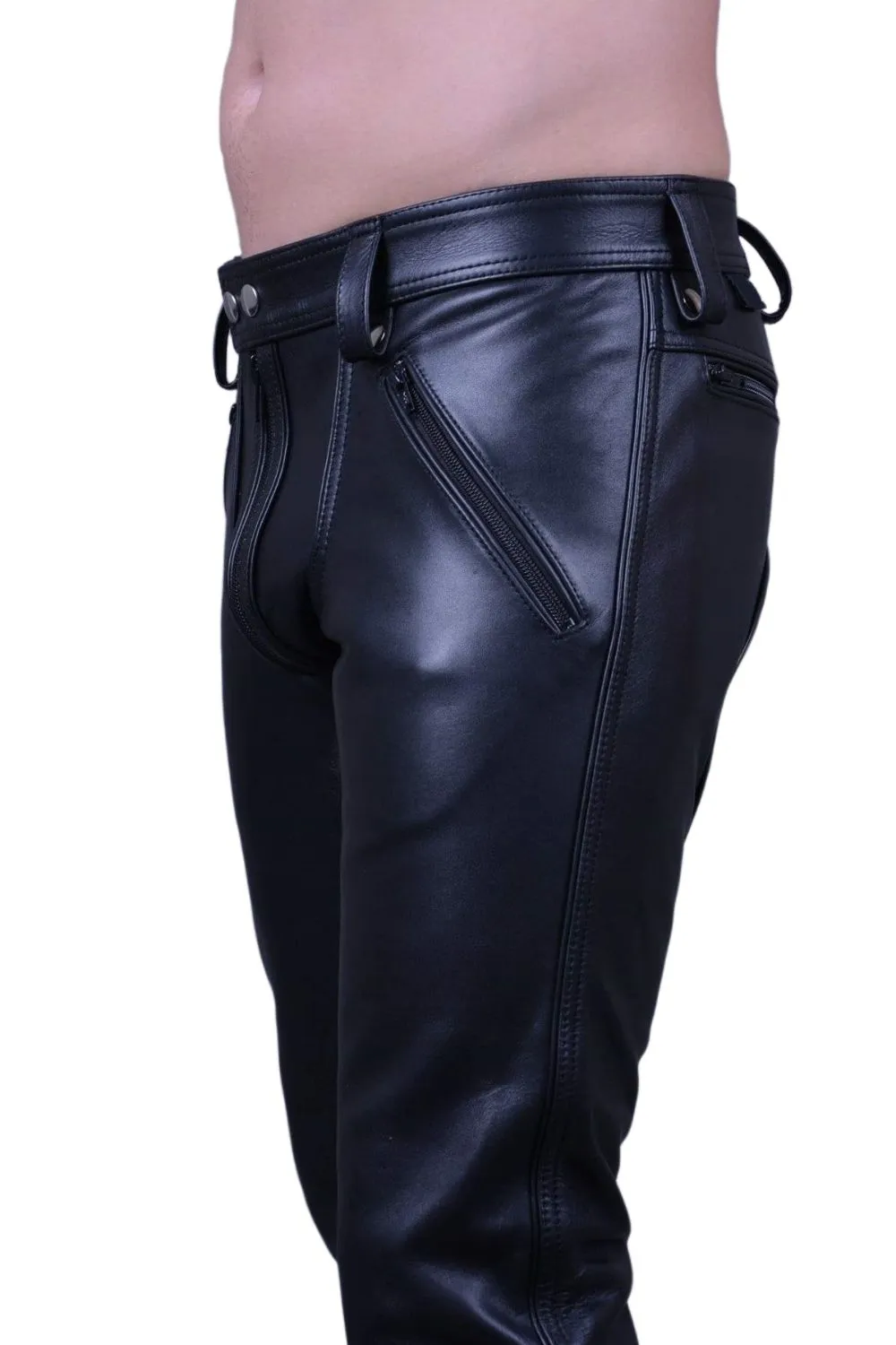 Men's Real Leather Pants Black