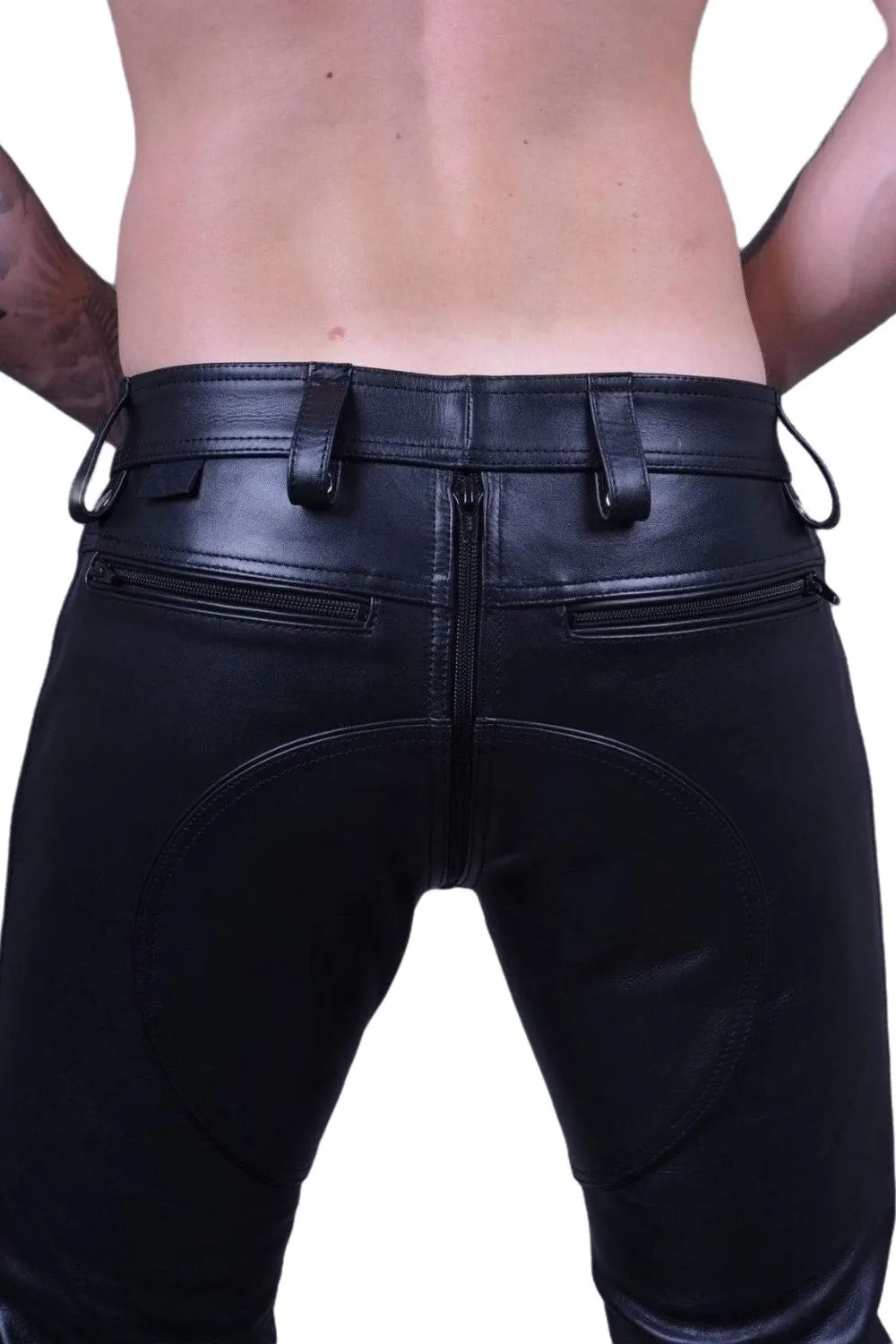 Men's Real Leather Pants Black