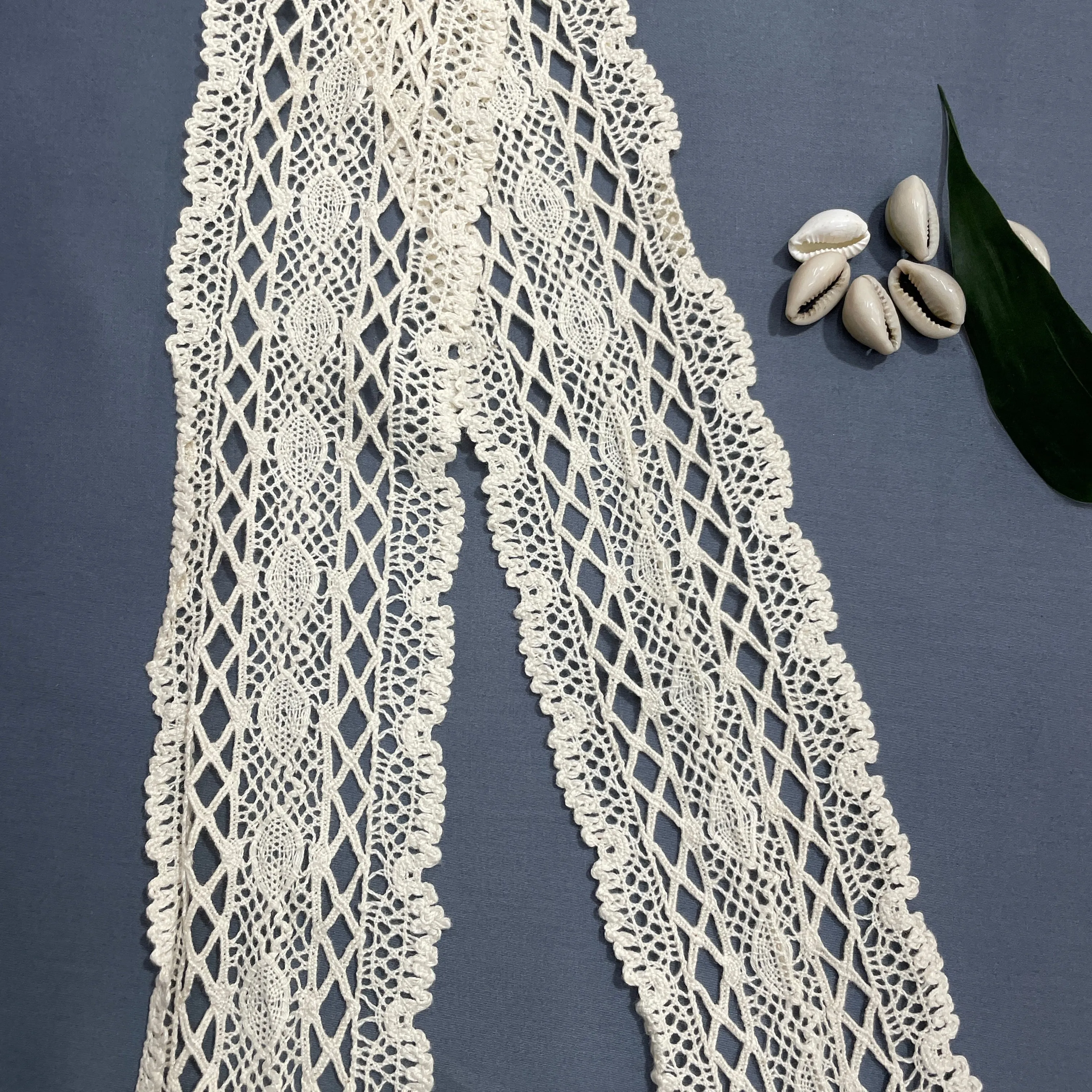 Off Cream Geomatric Dyeable Cotton Lace