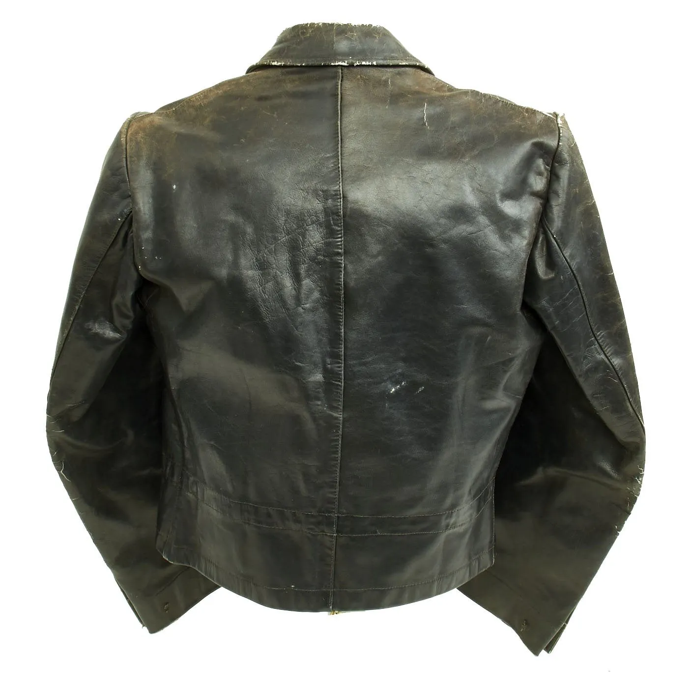 Original German WWII Kreigsmarine U-Boat Black Leather Wrap Jacket and Trouser Set