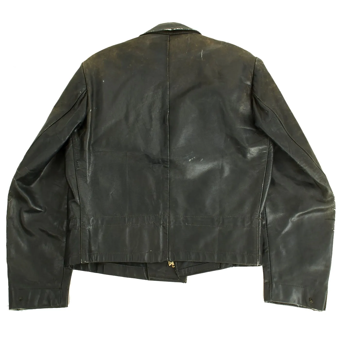 Original German WWII Kreigsmarine U-Boat Black Leather Wrap Jacket and Trouser Set