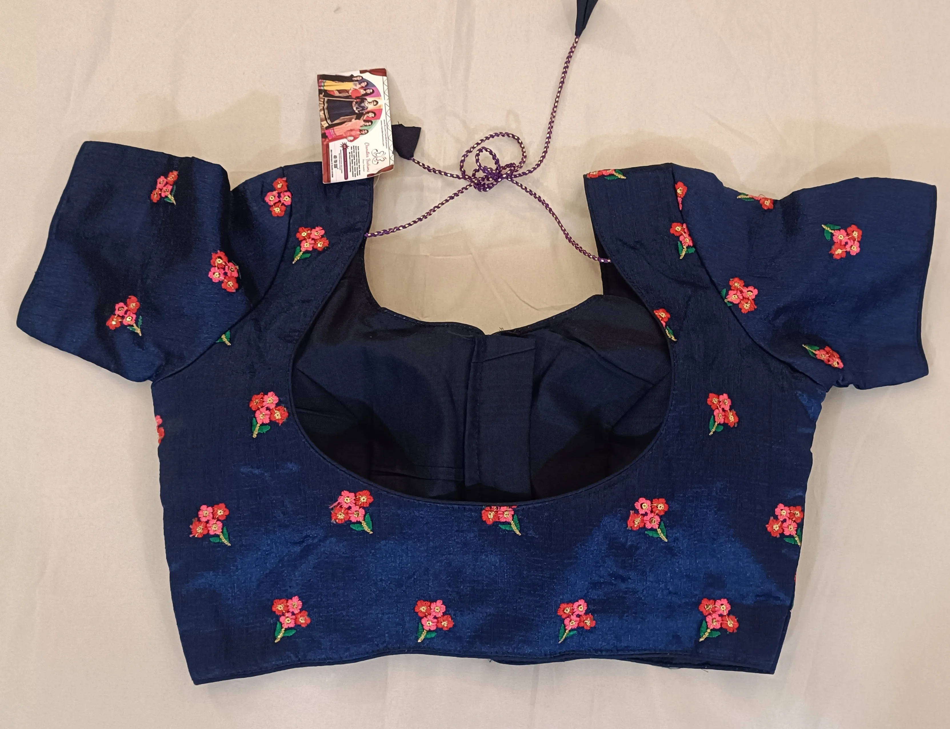 Pleasing Navy Blue Color Ready To Wear Designer Blouse With Embroidery Work