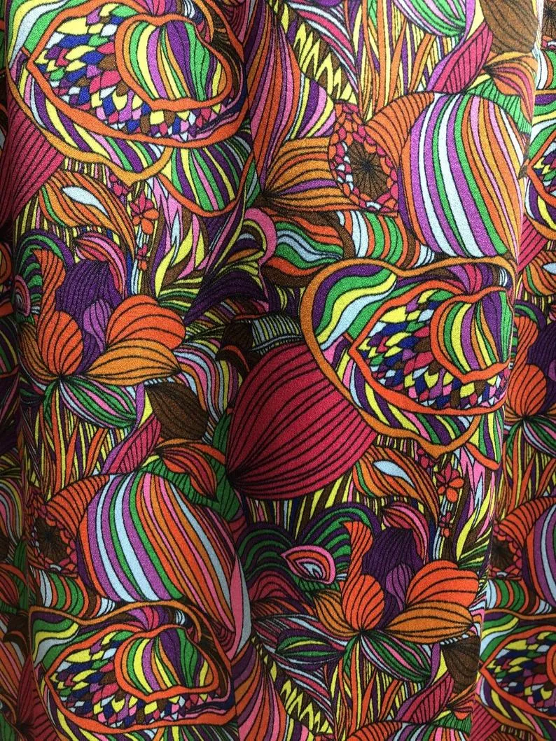 Pucci-esque 100% Italian Silk Stretch Satin drop shoulder blouse tulip sleeves at the cuff UK Size 10 - 12 by I LOVE LOLA London