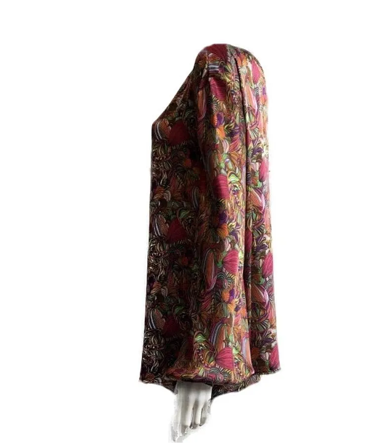 Pucci-esque 100% Italian Silk Stretch Satin drop shoulder blouse tulip sleeves at the cuff UK Size 10 - 12 by I LOVE LOLA London