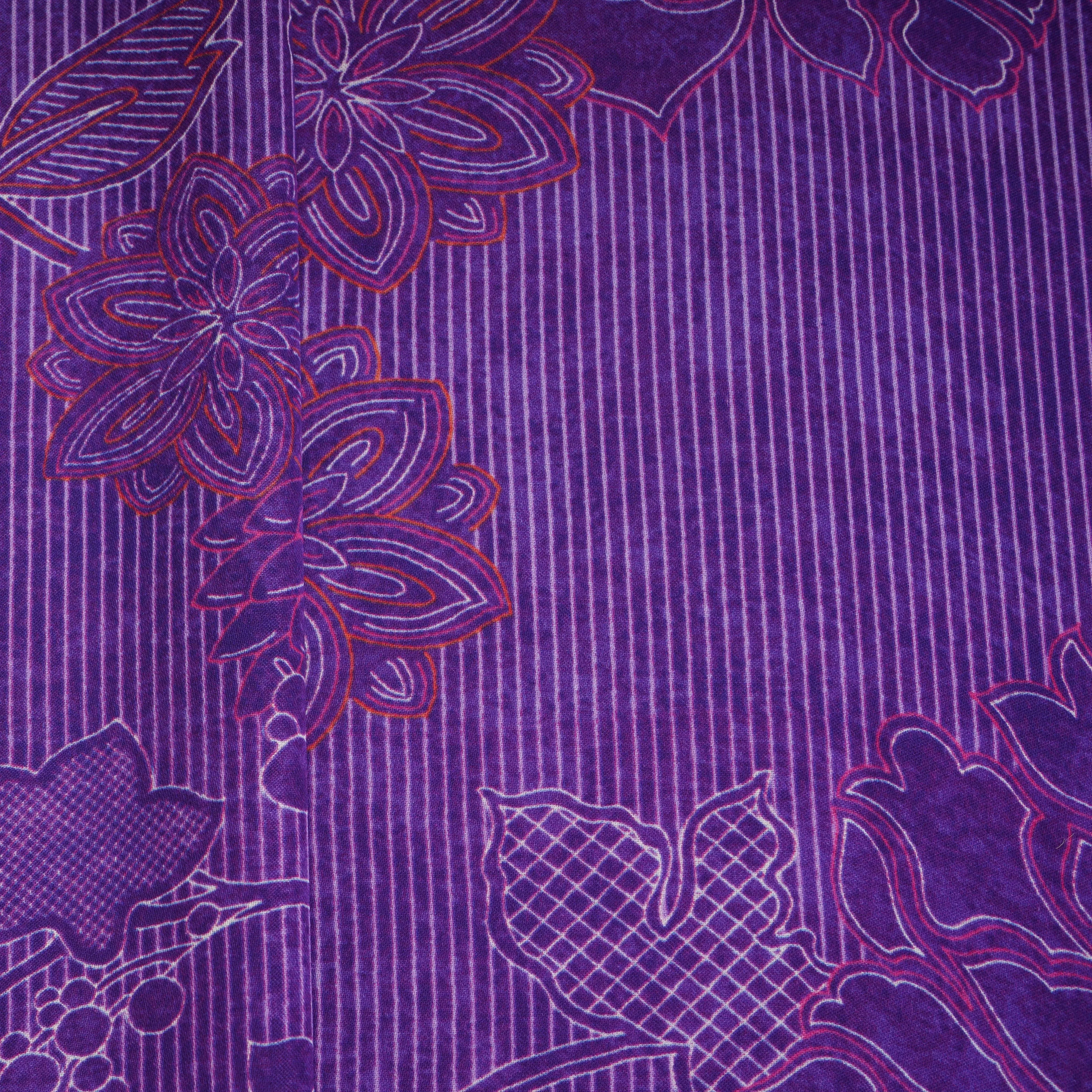 Purple Floral Print Bemberg Gajji Silk 20953