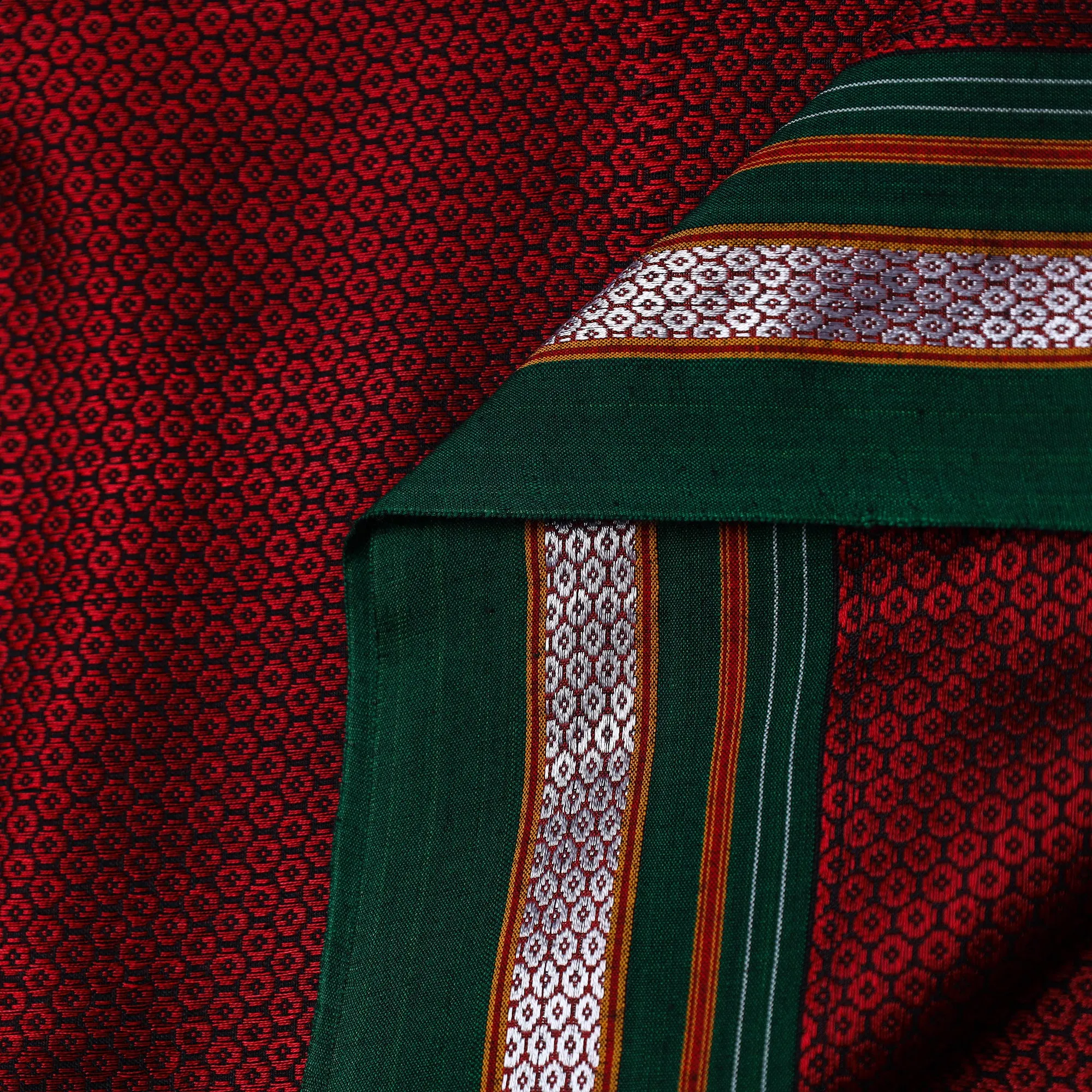 Red - Traditional Khun Weave Cotton Fabric 22