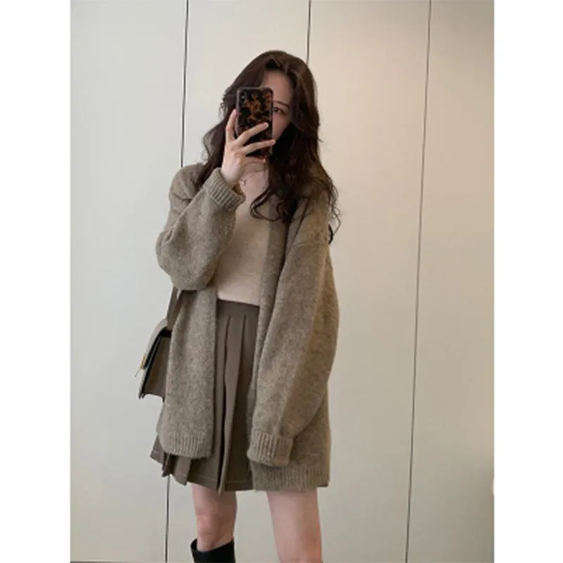 Retro Gentle Midi Outerwear Knitted Lazy Cardigan