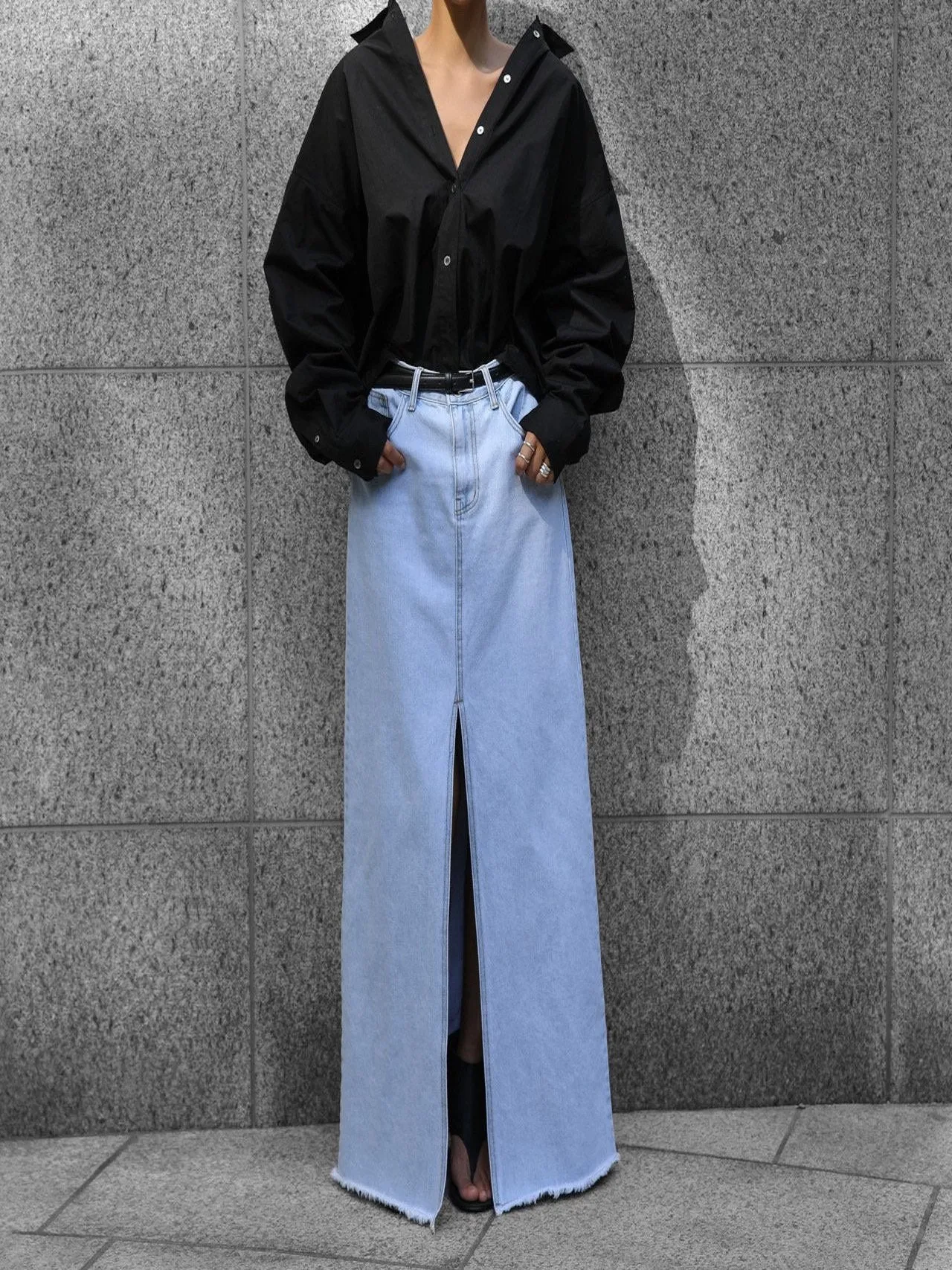 SWING COLLAR COTTON BUTTON DOWN SHIRT