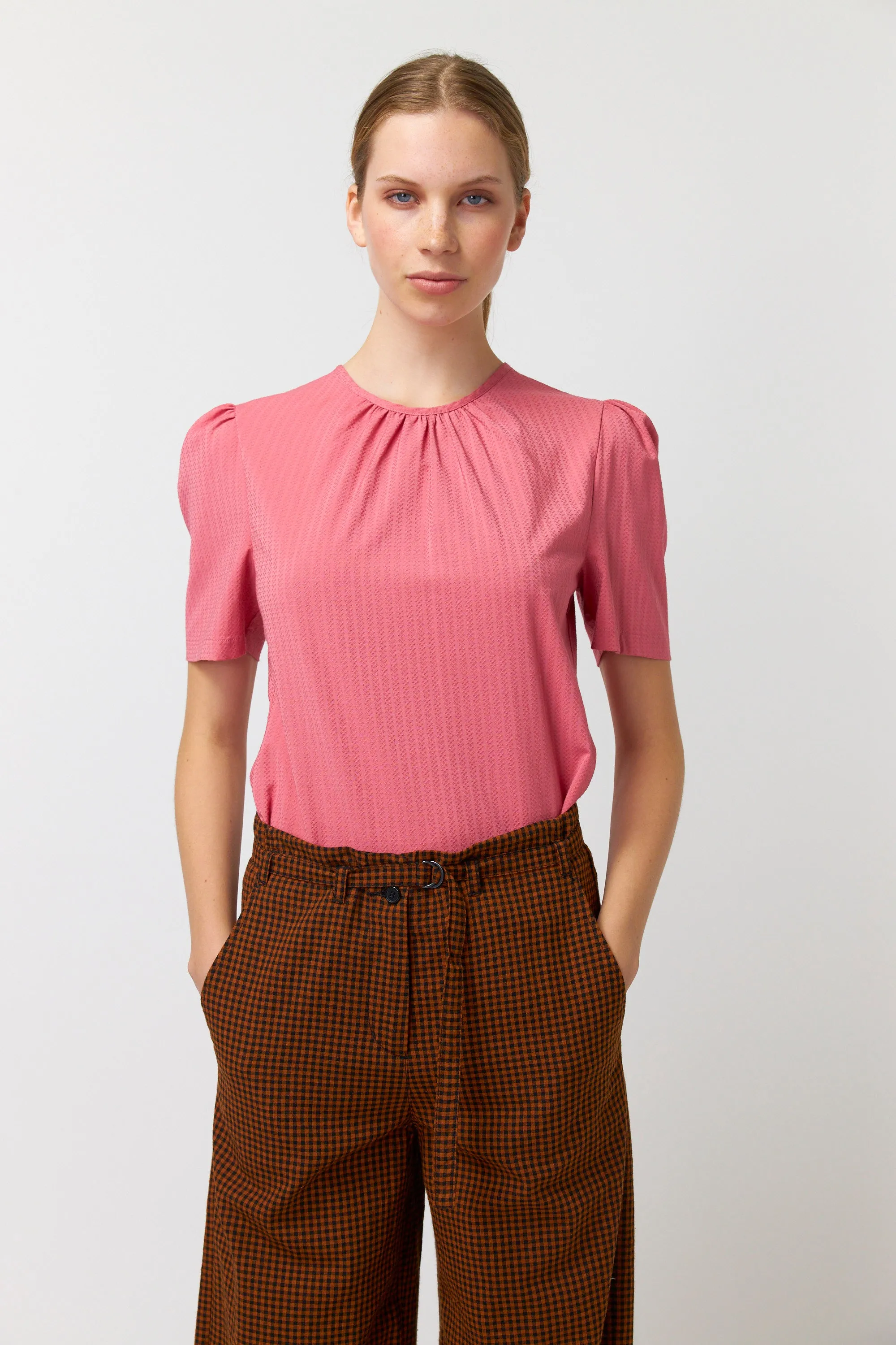 Sylvester Gingham Wide Leg Trouser - Tobacco/Black