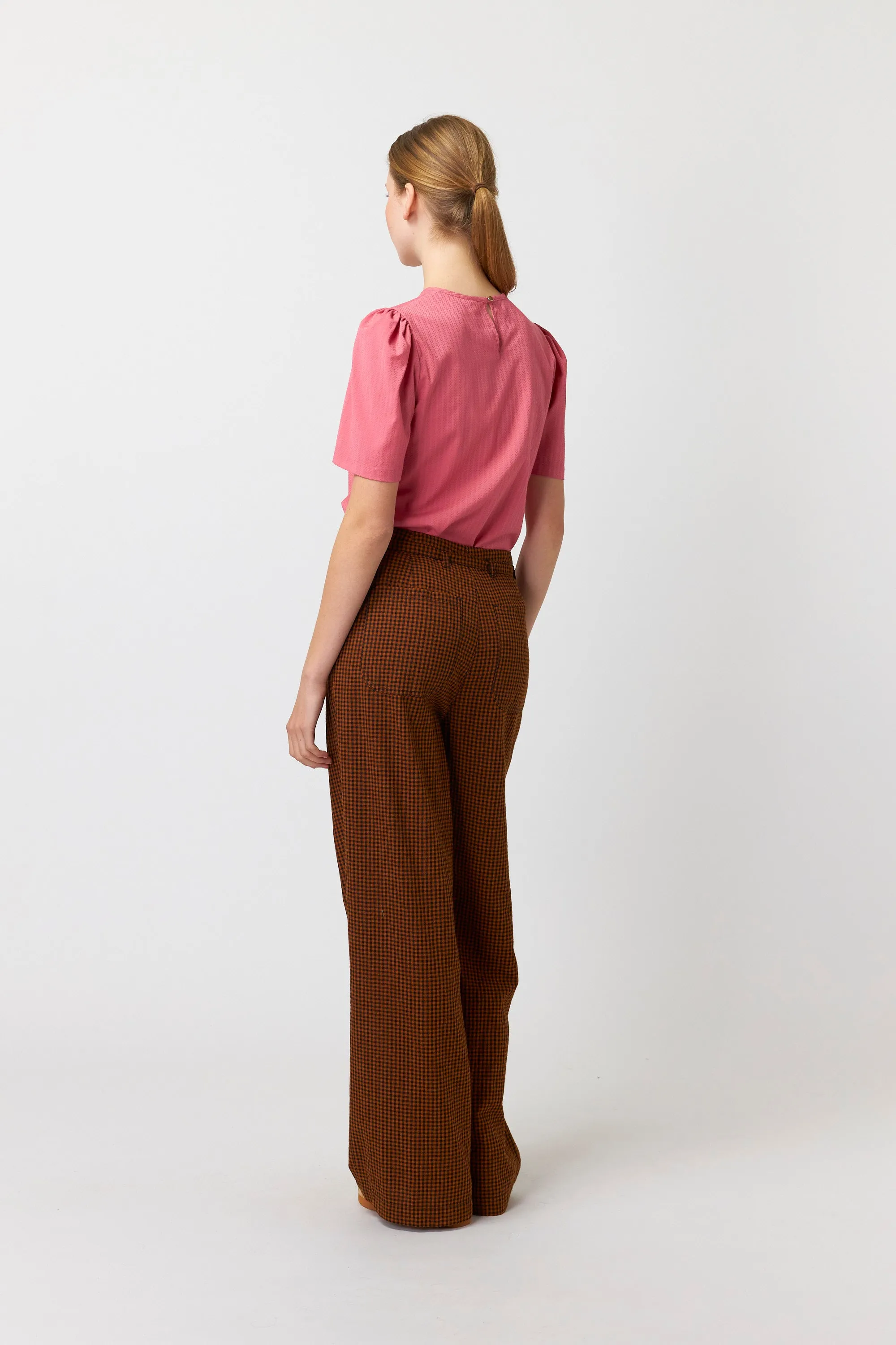 Sylvester Gingham Wide Leg Trouser - Tobacco/Black