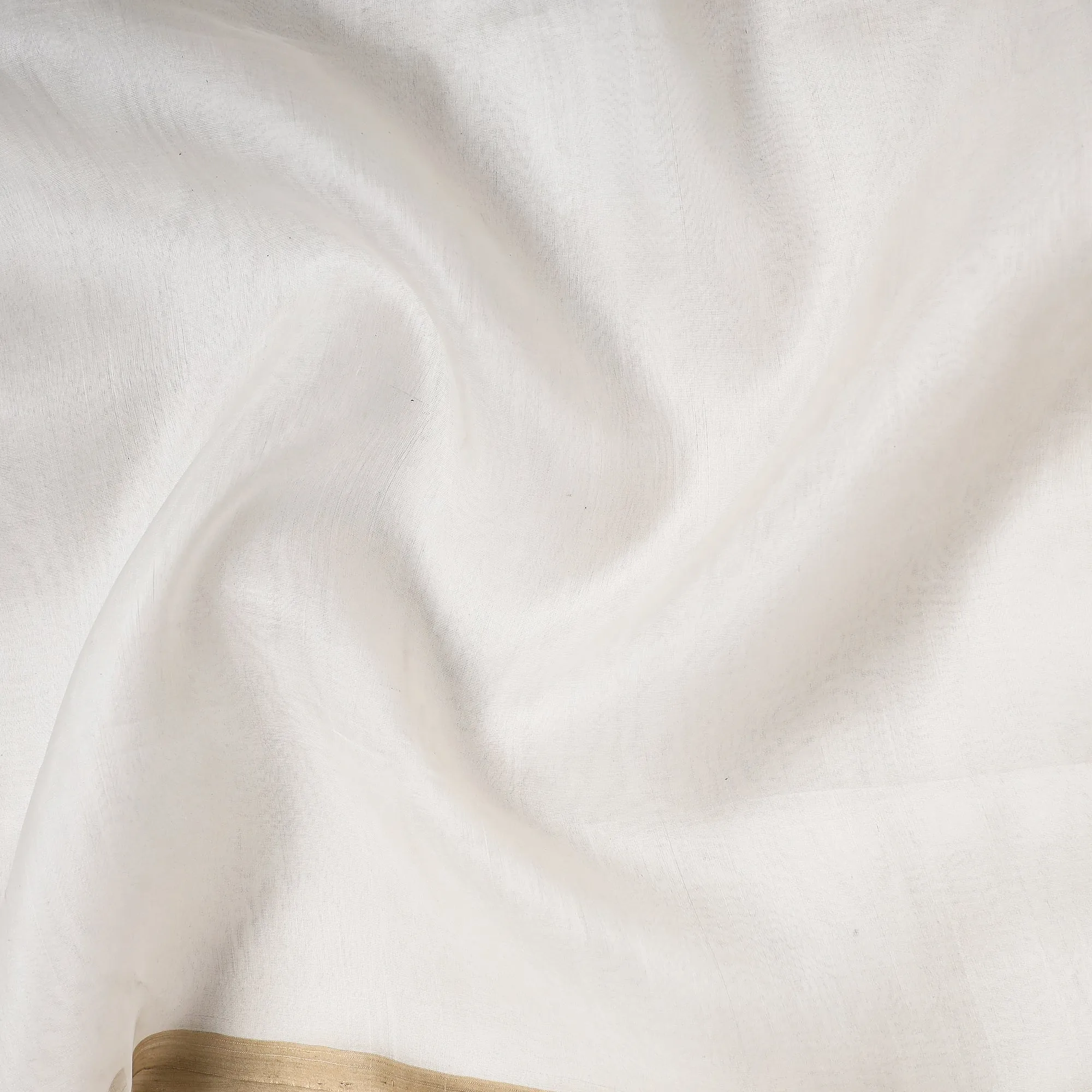 White - Traditional Chanderi Silk Handloom Precut Fabric (2 meter)