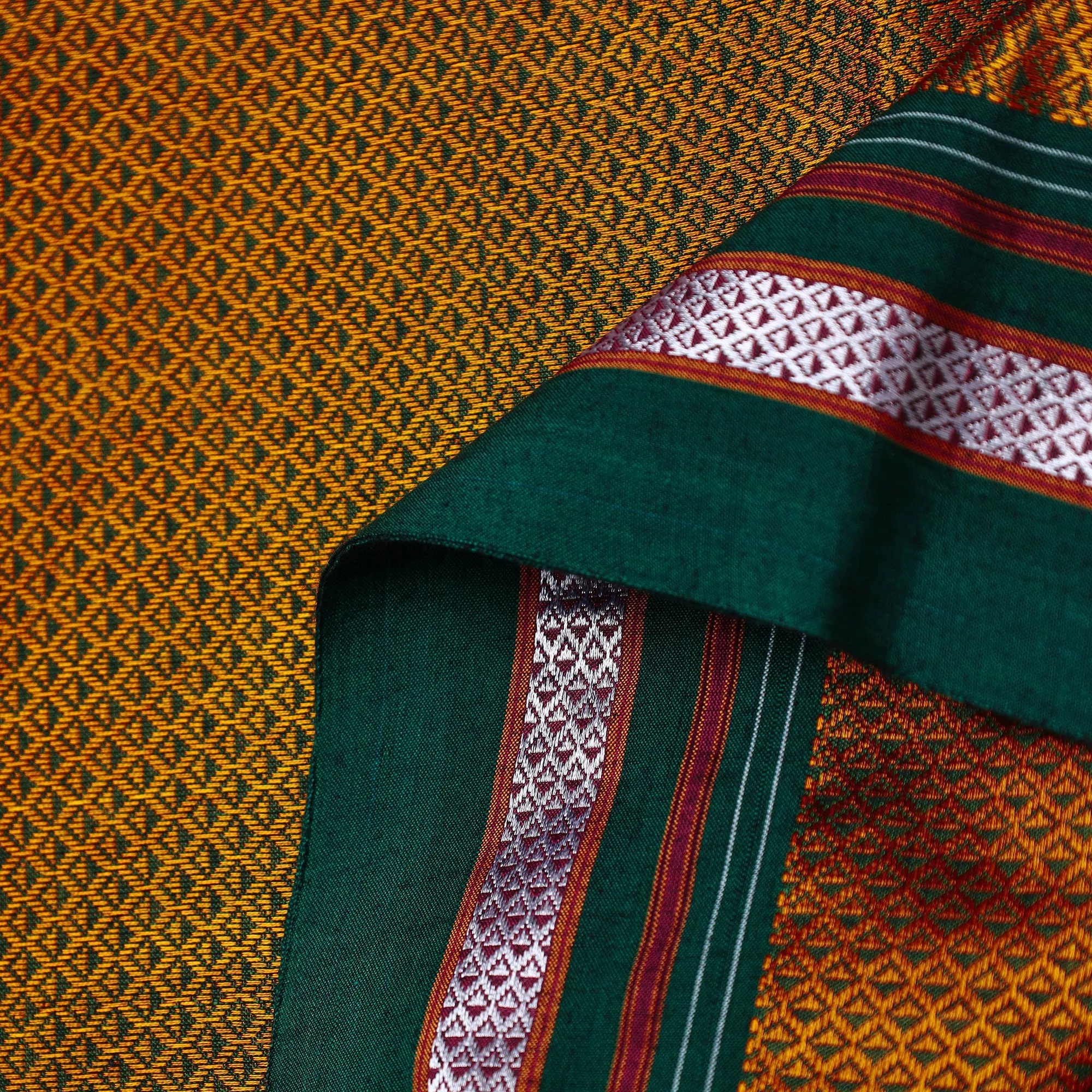 Yellow - Traditional Khun Weave Cotton Fabric 12